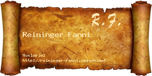 Reininger Fanni névjegykártya